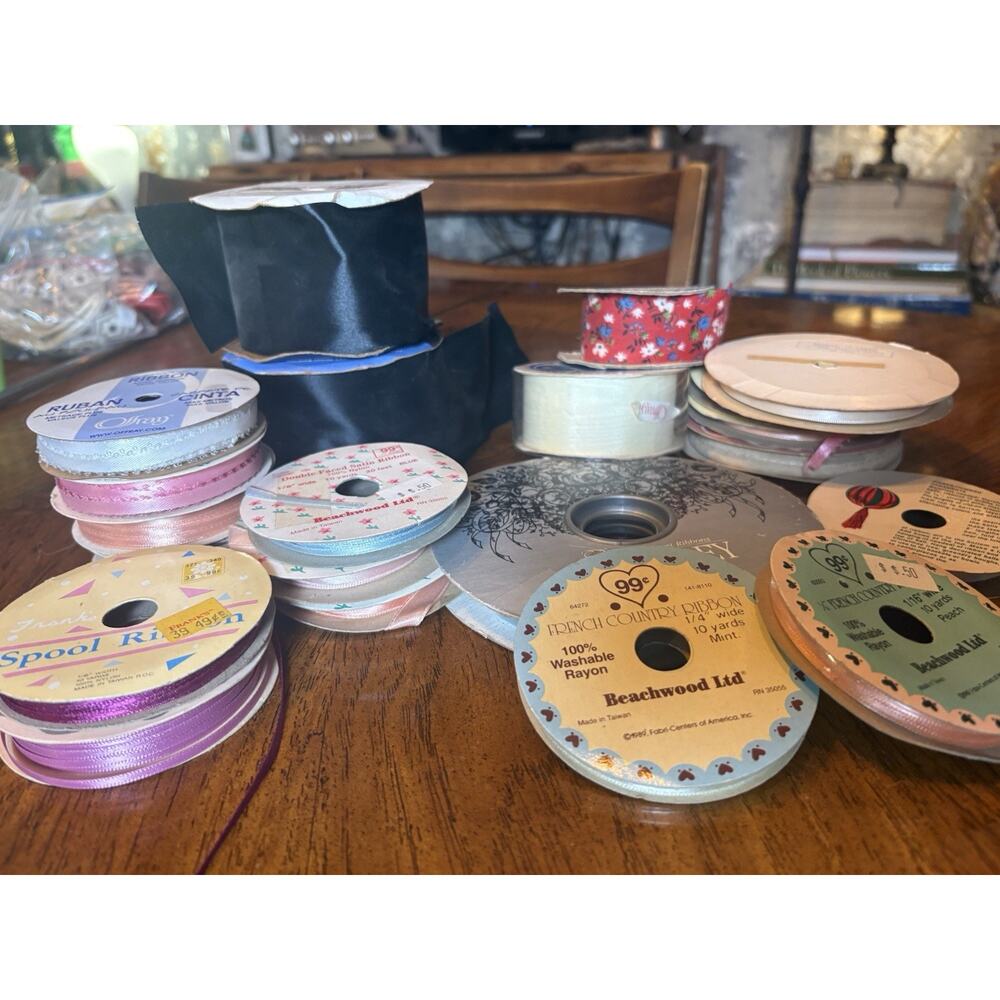 Ribbon Lot Of 21 Used Vintage Craft Variety Sizes And Colors